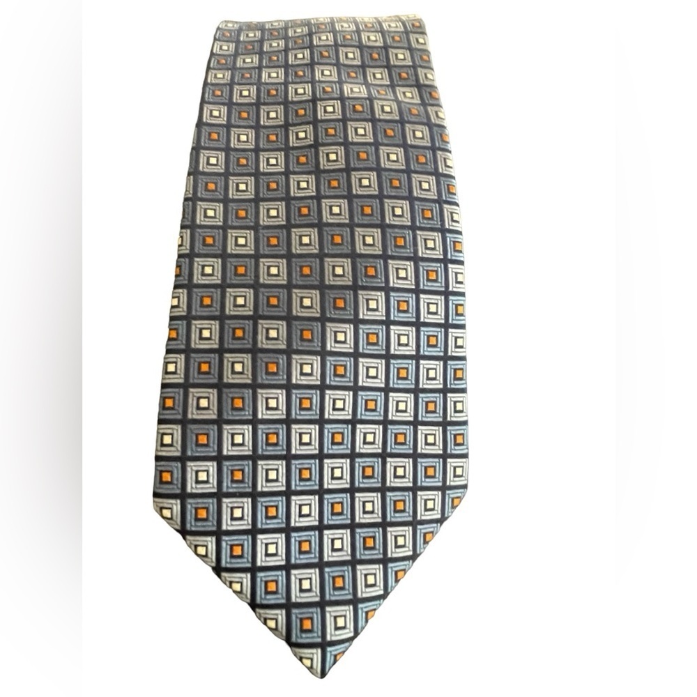🔥🔵Forsyth 100% silk tie. Gorgeous & classic blue/orange pattern. like new!